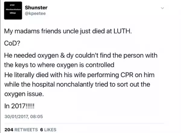 LUTH: Man Dies Due To Key To Oxygen Room Being No Where To Be Found